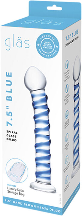 GLAS - BLUE SPIRAL GLASS DILDO