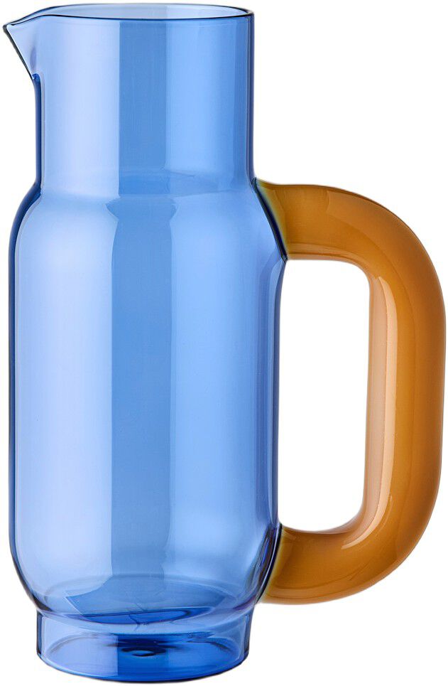 PITCHER, BLUE/MILKY AMBER