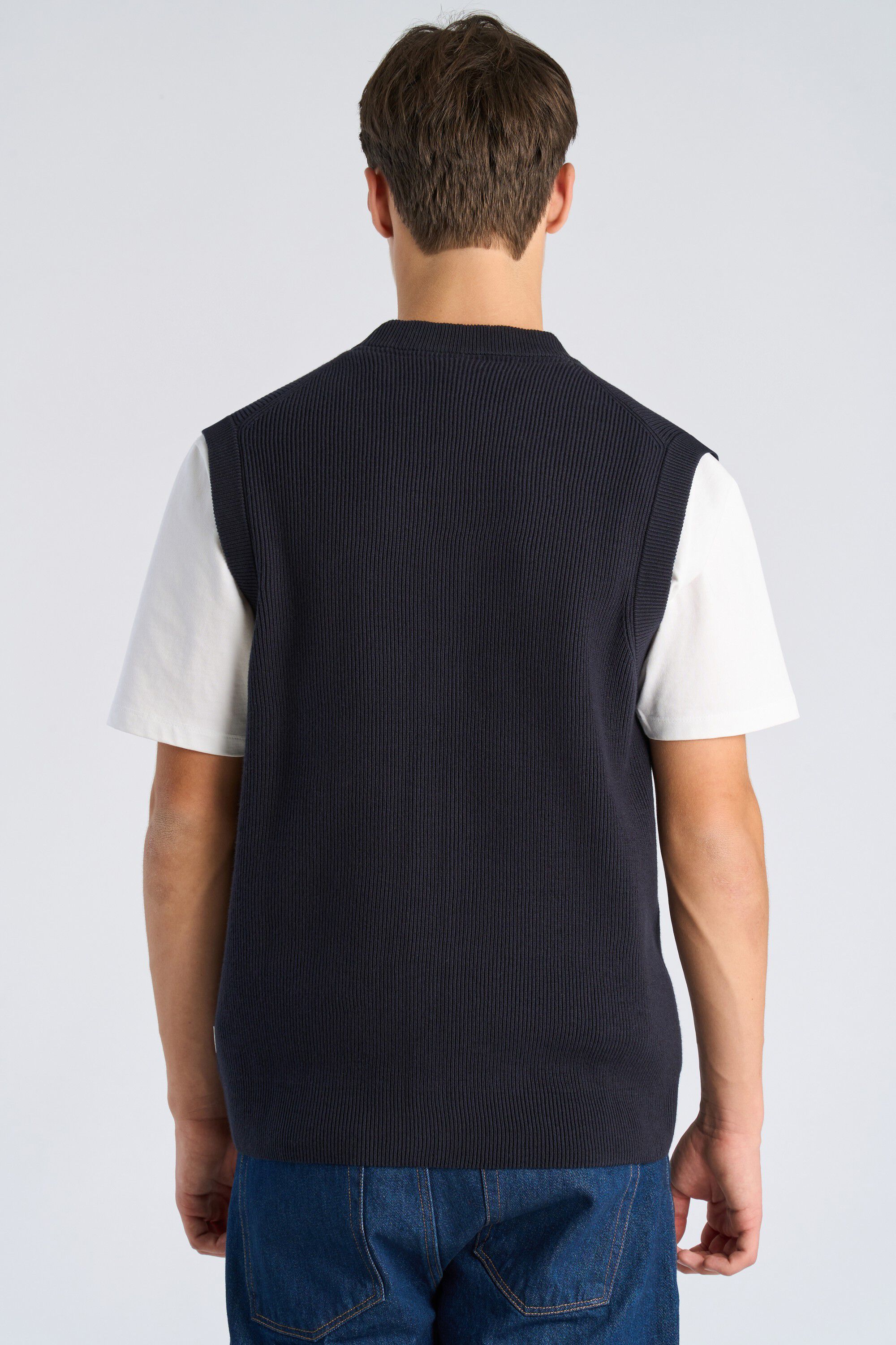 Rib v-neck button slipover