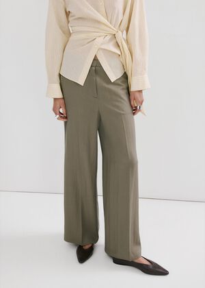 High-waisted lyocell trousers