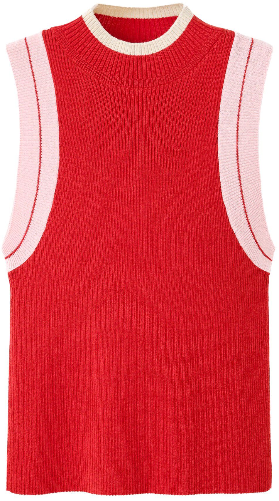 Ribbed top with contrasting trim