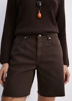 Straight-cut bermuda shorts with fr