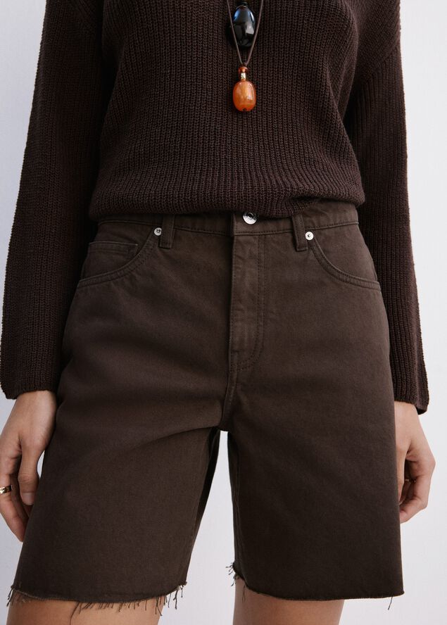 Straight-cut bermuda shorts with fr