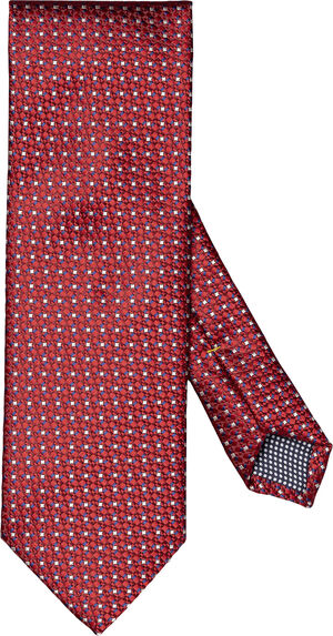Red Geometric Woven Silk Tie