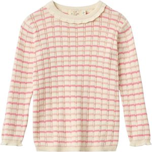 KNITTED STRIPE POINTELLE LS BLOUSE