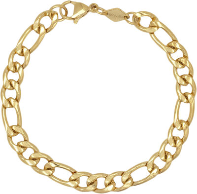Men's Gold Plated Figaro Bracelet in 6mm