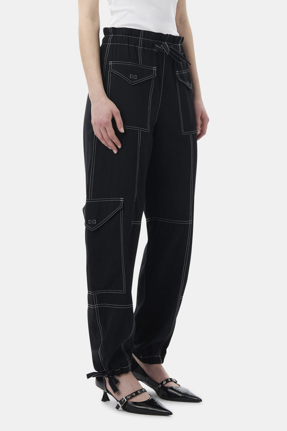 Light Slub High Waist Pocket Pants