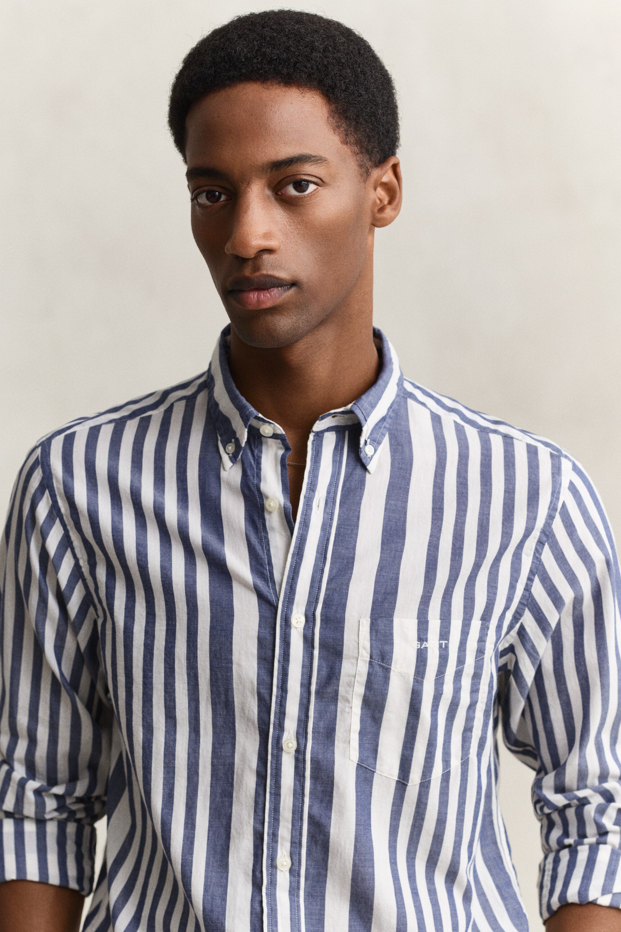 REG COTTON VOILE STRIPE SHIRT