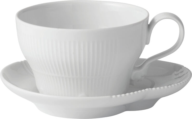 White Elements kopp med fat 26 cl
