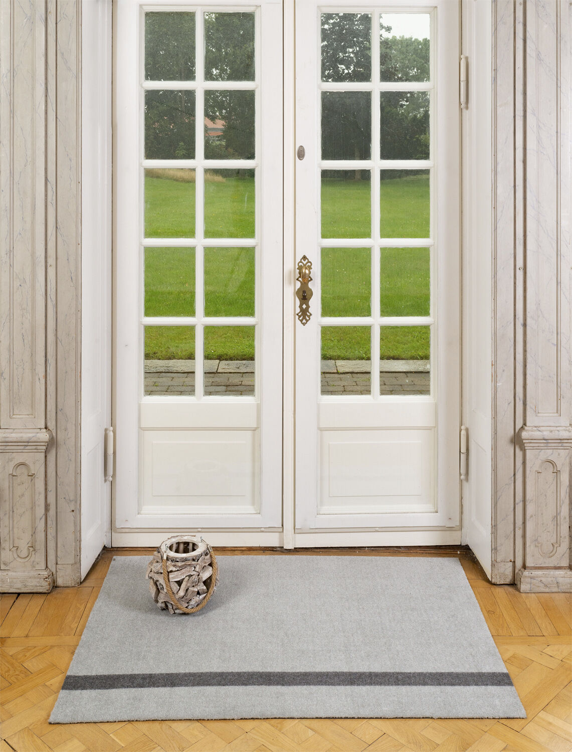 L&oslash;ber, 130x90 cm, stripe vertical lysegr&aring;/steelgrey