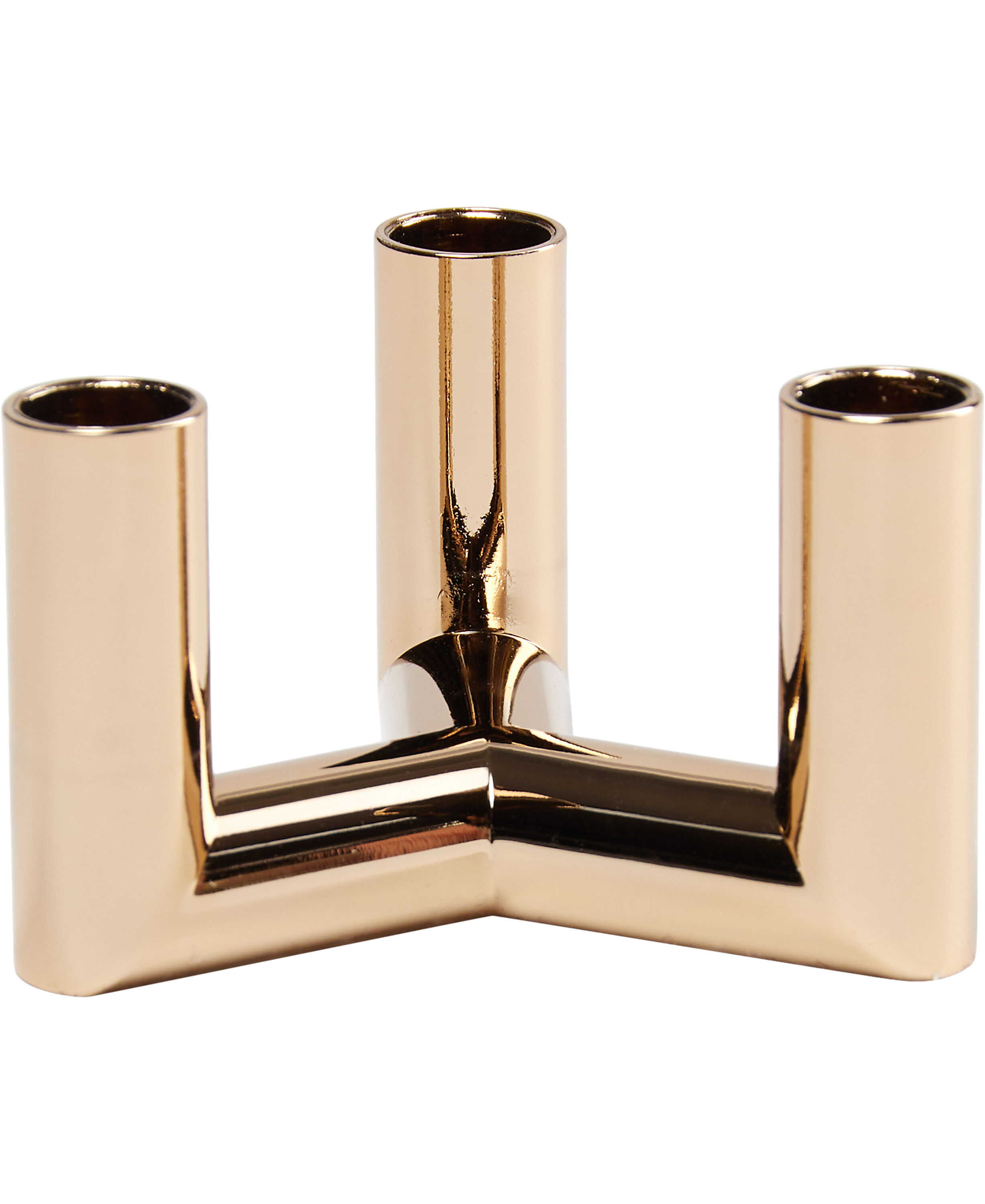 MATRIX Candle Holder - 3'arm Mini Taper - Warm Brass - 7,5 x 4,5 CM
