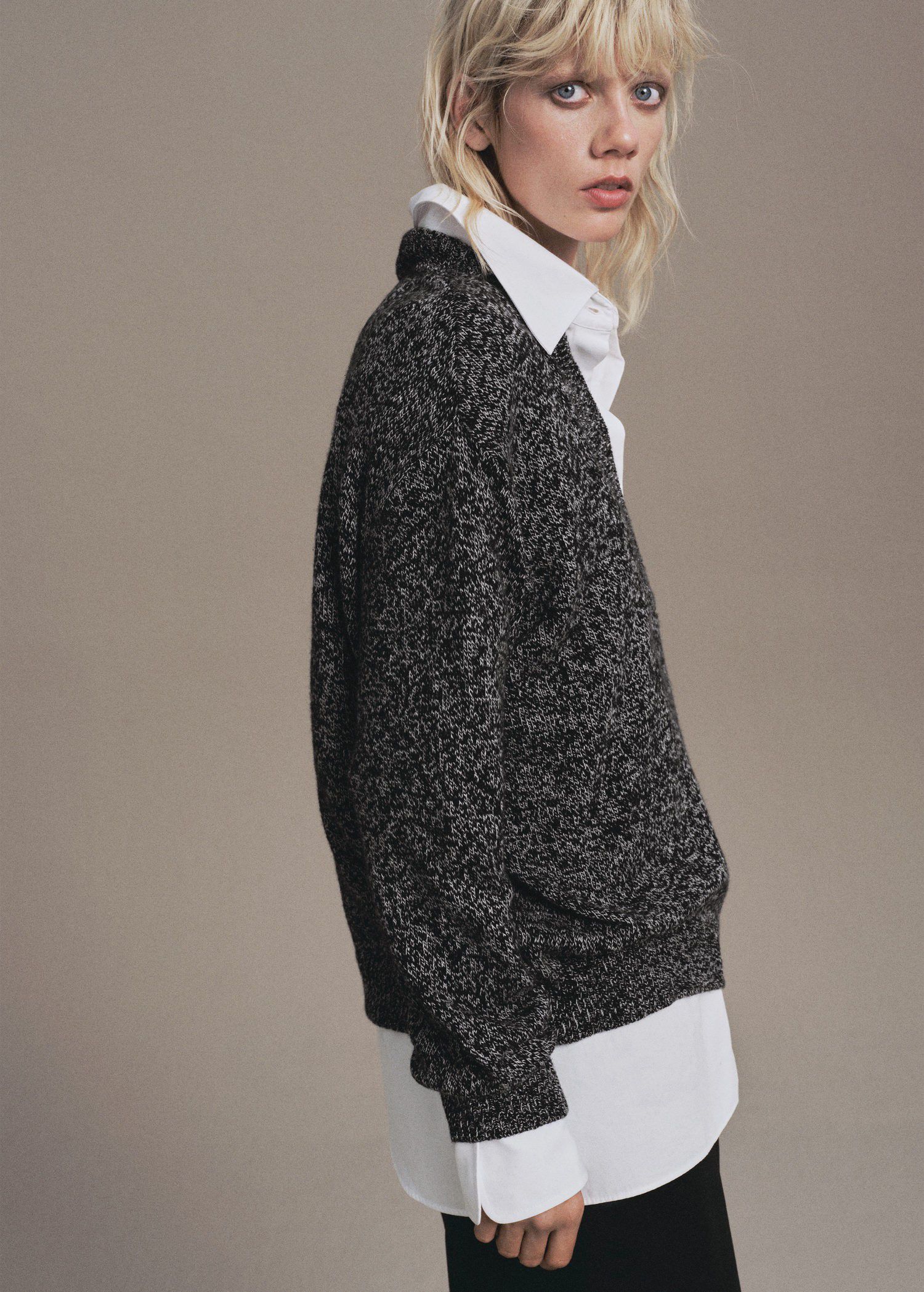 Speckled V-neck sweater