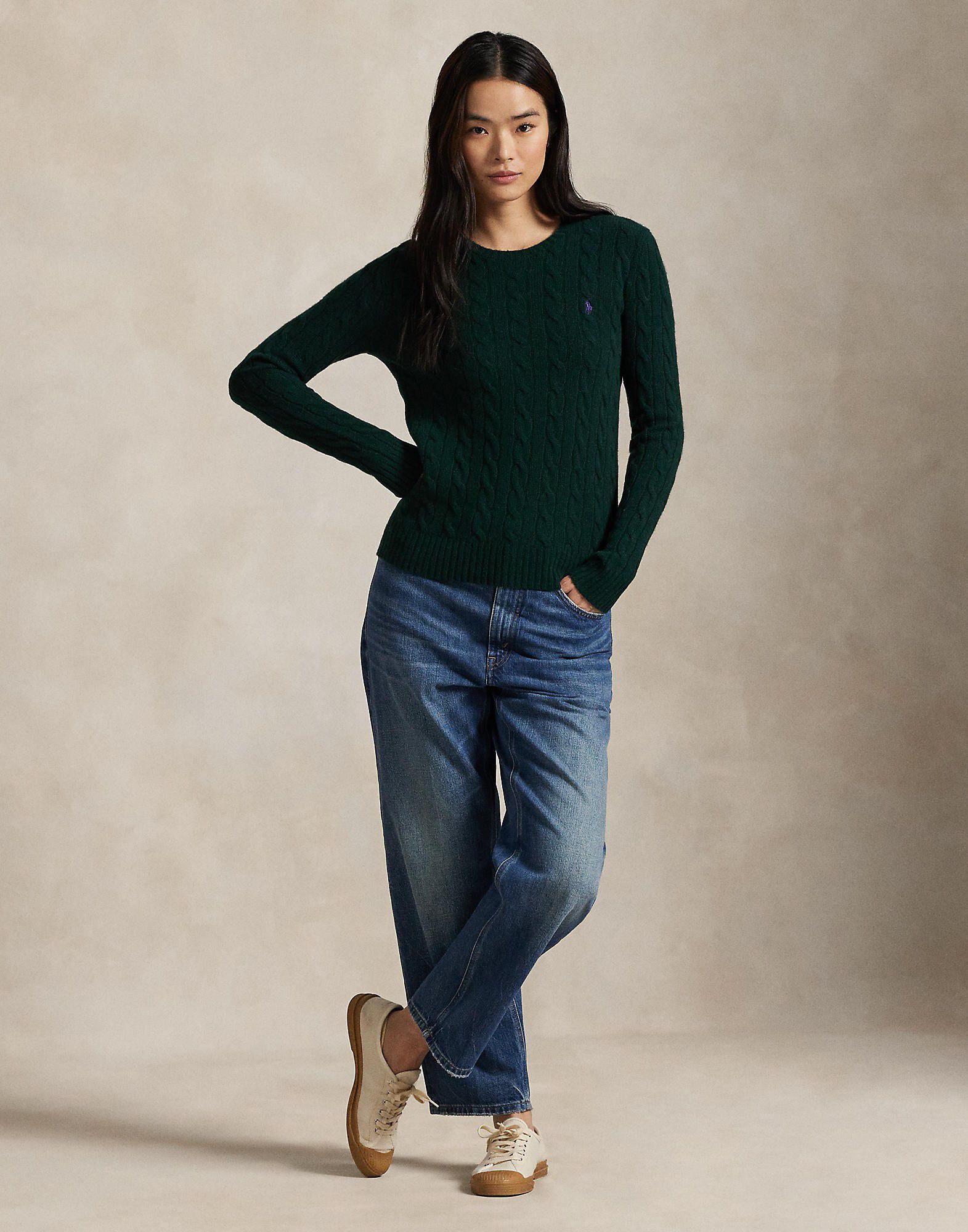 Cable Wool-Cashmere Crewneck Sweater