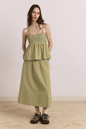 CASPIA VOLUME MIDI SKIRT - BASIL STRIPE