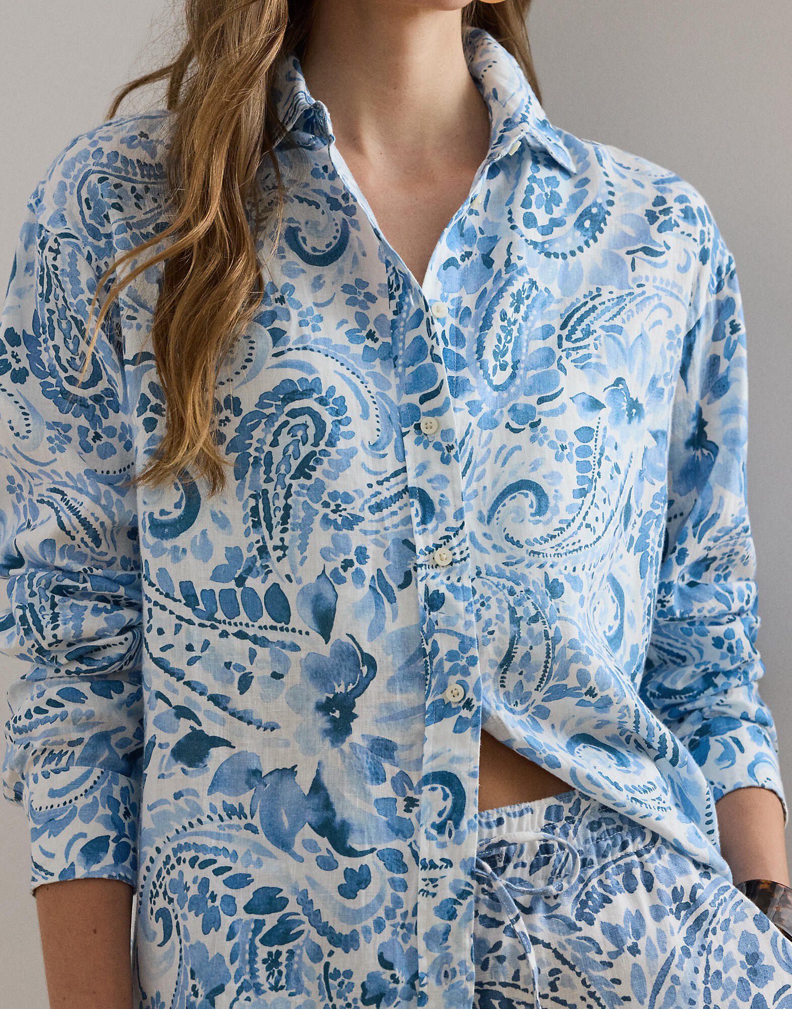 Relaxed Fit Paisley Linen Shirt