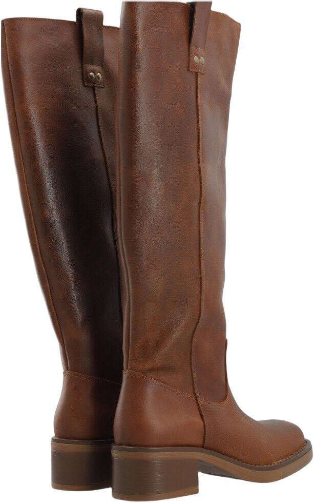 BIAMARY Knee High Pull On Boot Pull Up Leather