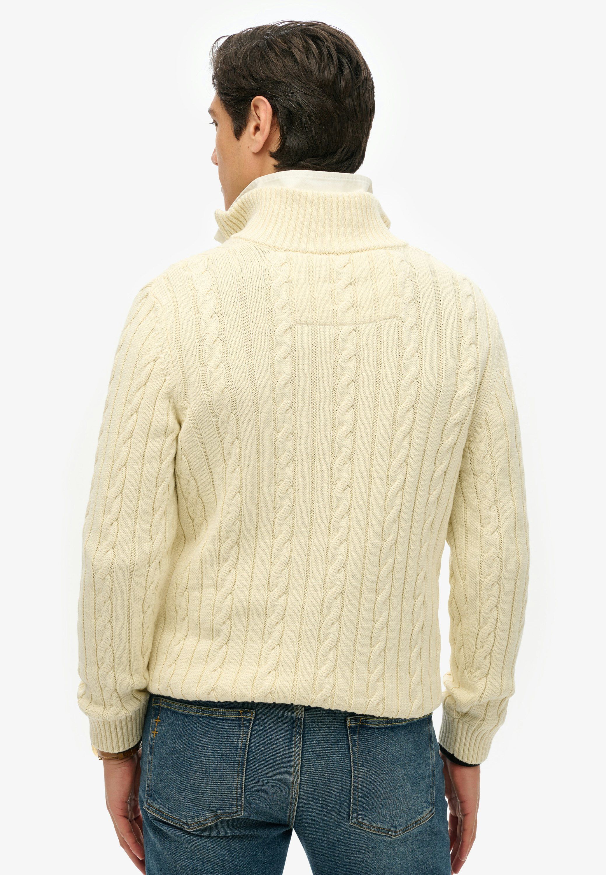 PREPPY COTTON CABLE HALF ZIP