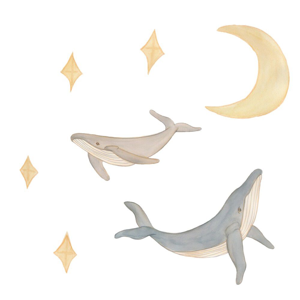 Wallsticker Hvaler og himmel