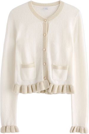Soft knitted cardigan with frilled