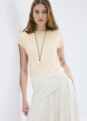 Short-sleeved knitted cotton sweate