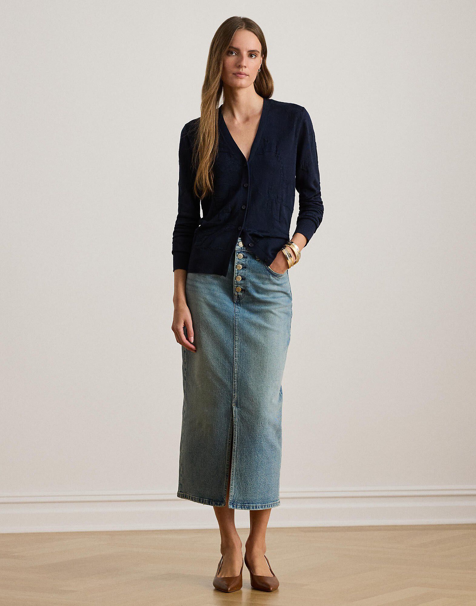 Belting-Motif V-Neck Cardigan