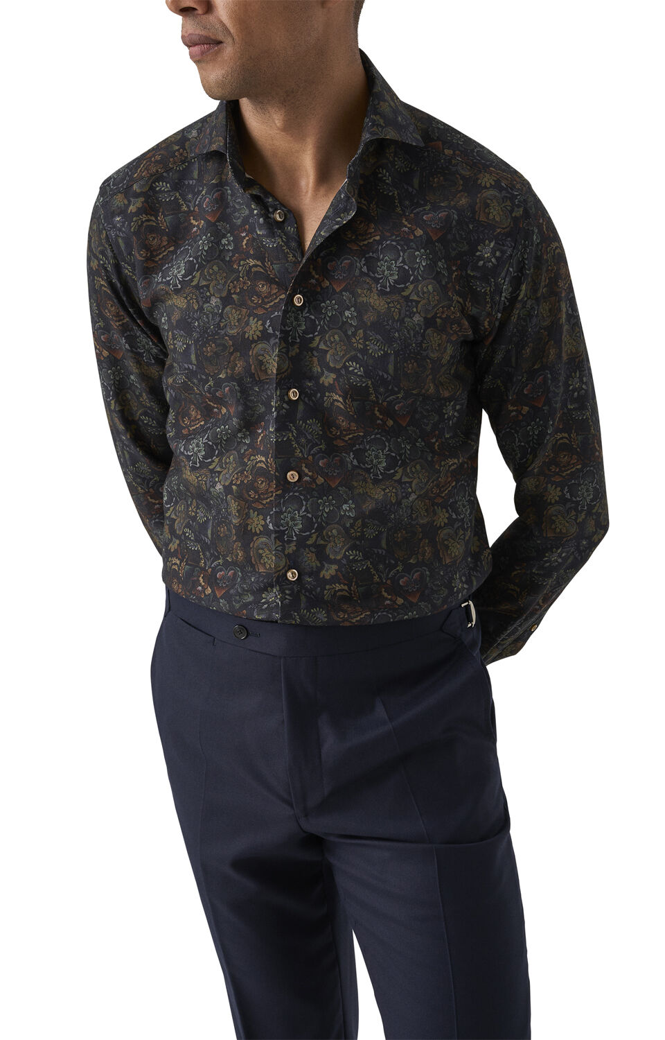 Slim Fit Brown Merino Wool Shirt