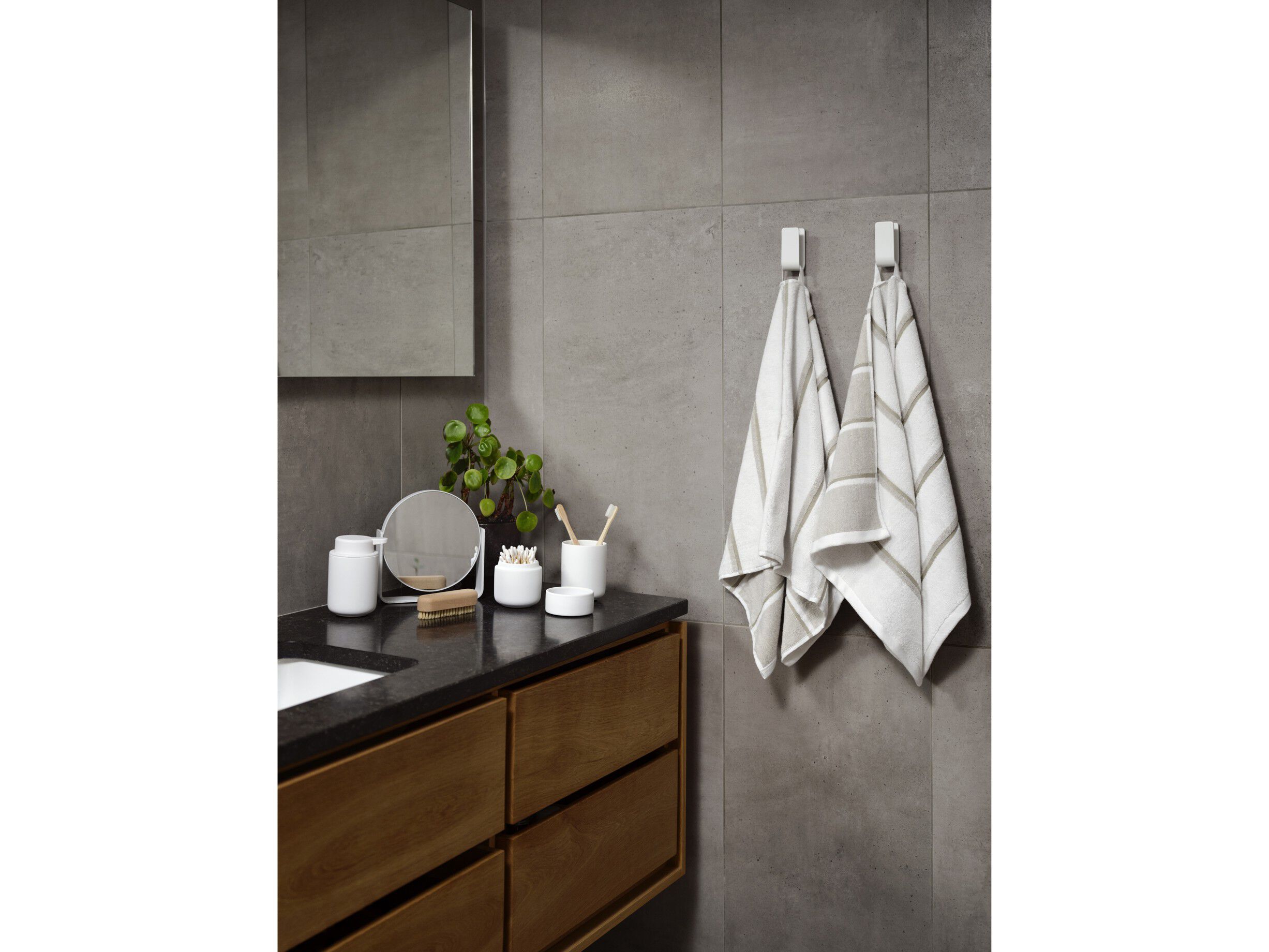 Handduk Sauna 50x100 White/Soft Grey/Eucalyptus