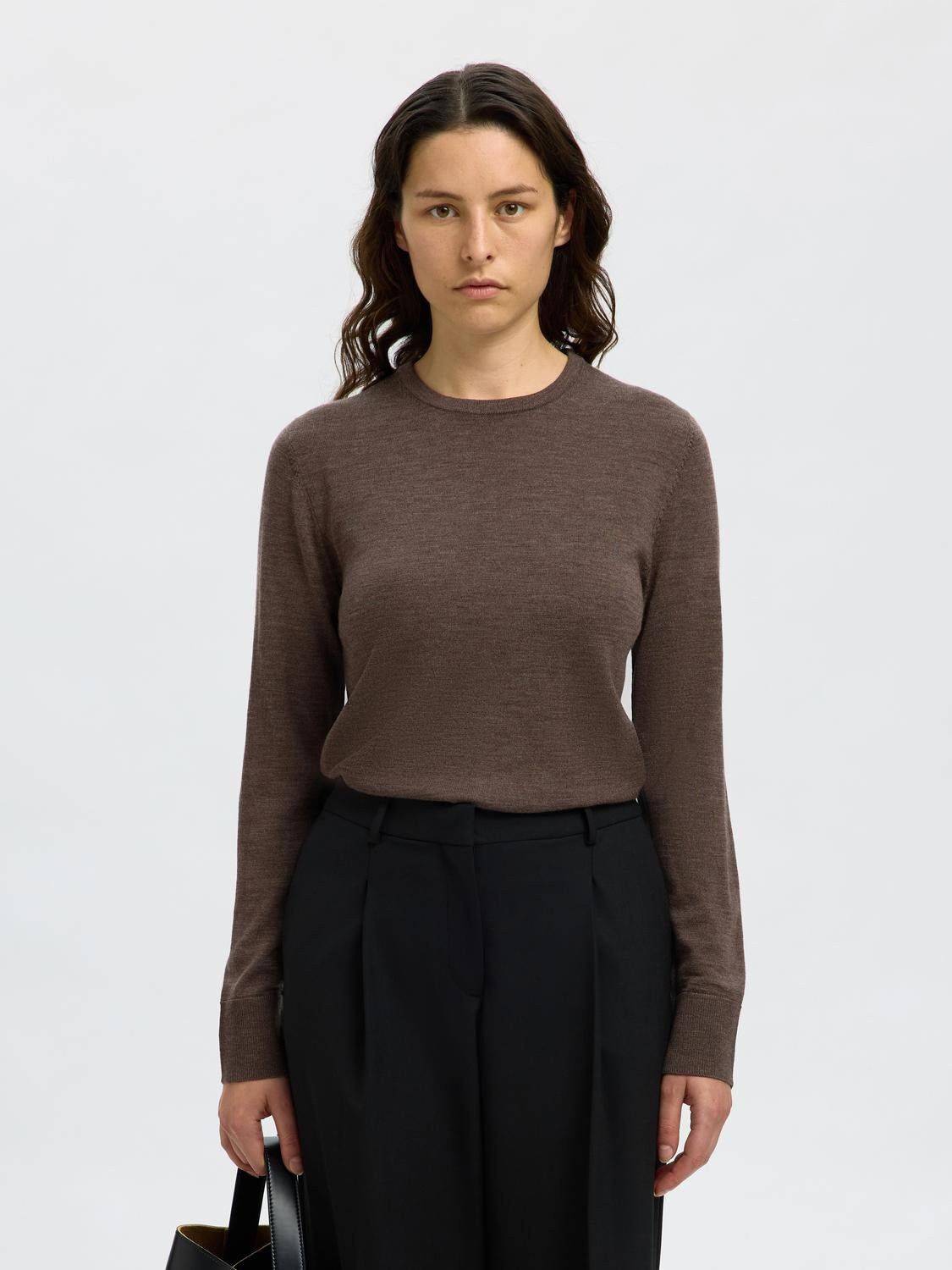 Slfthea Ls Knit Merino O-Neck Noos