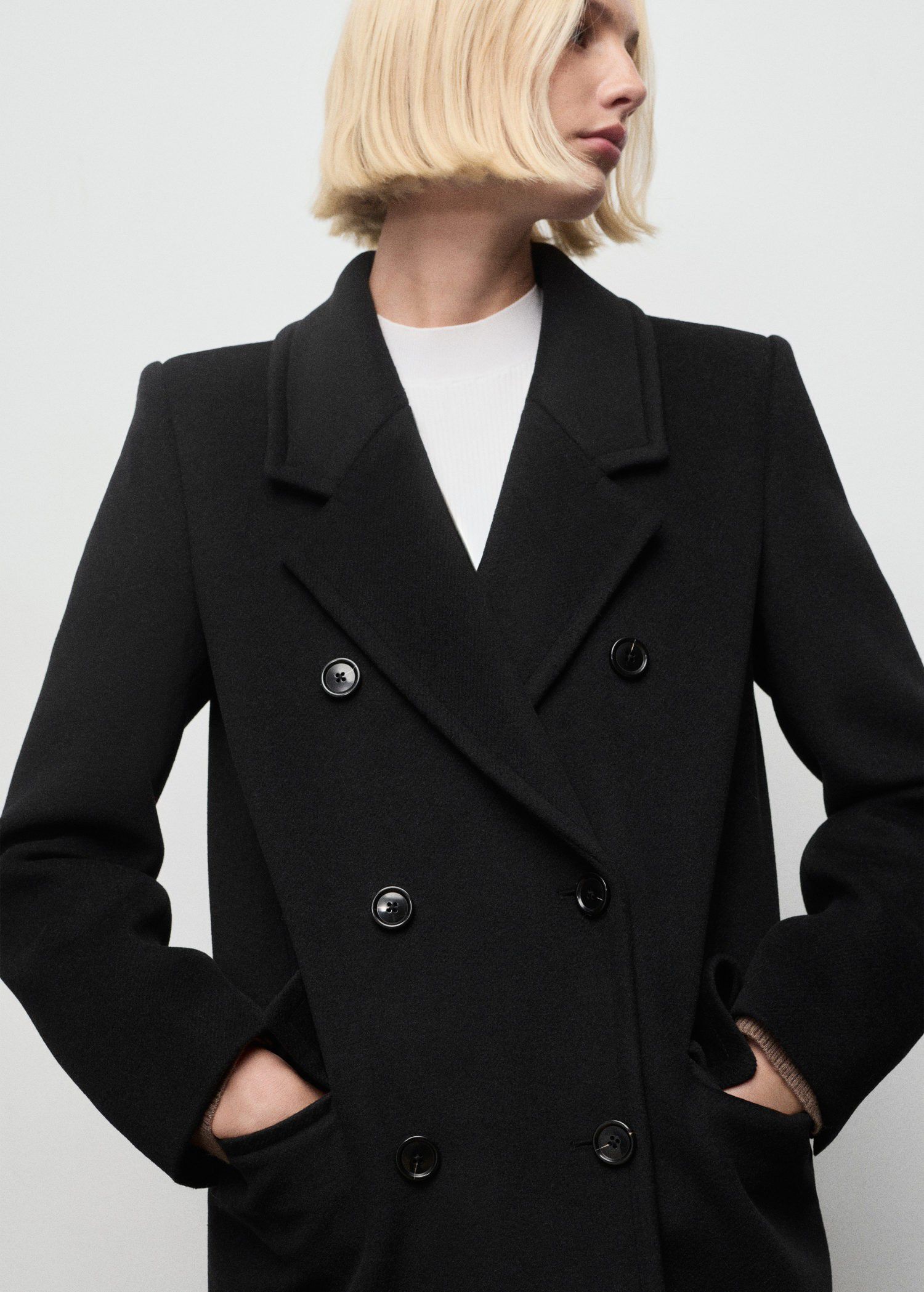 Double-breasted wool coat