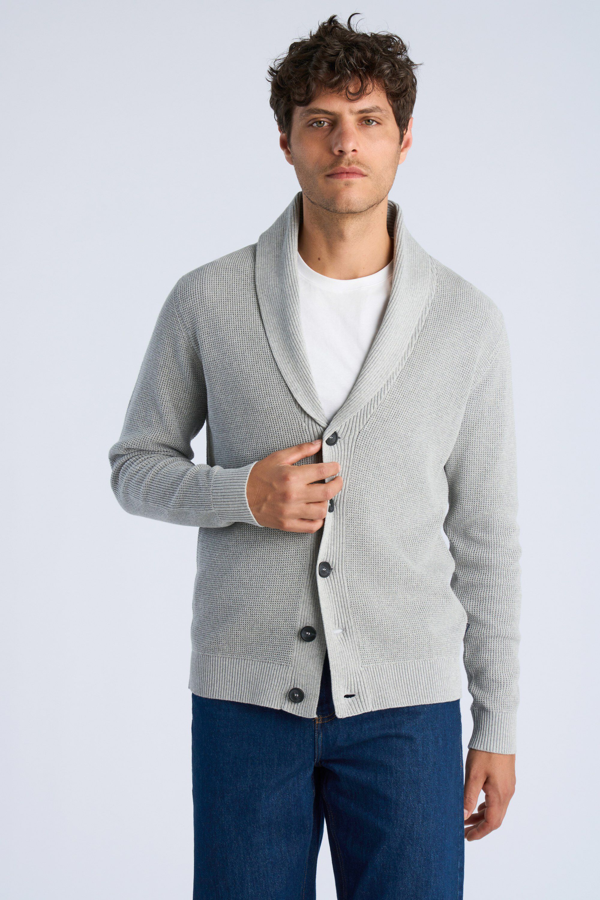 Recycled shawl collar cardigan