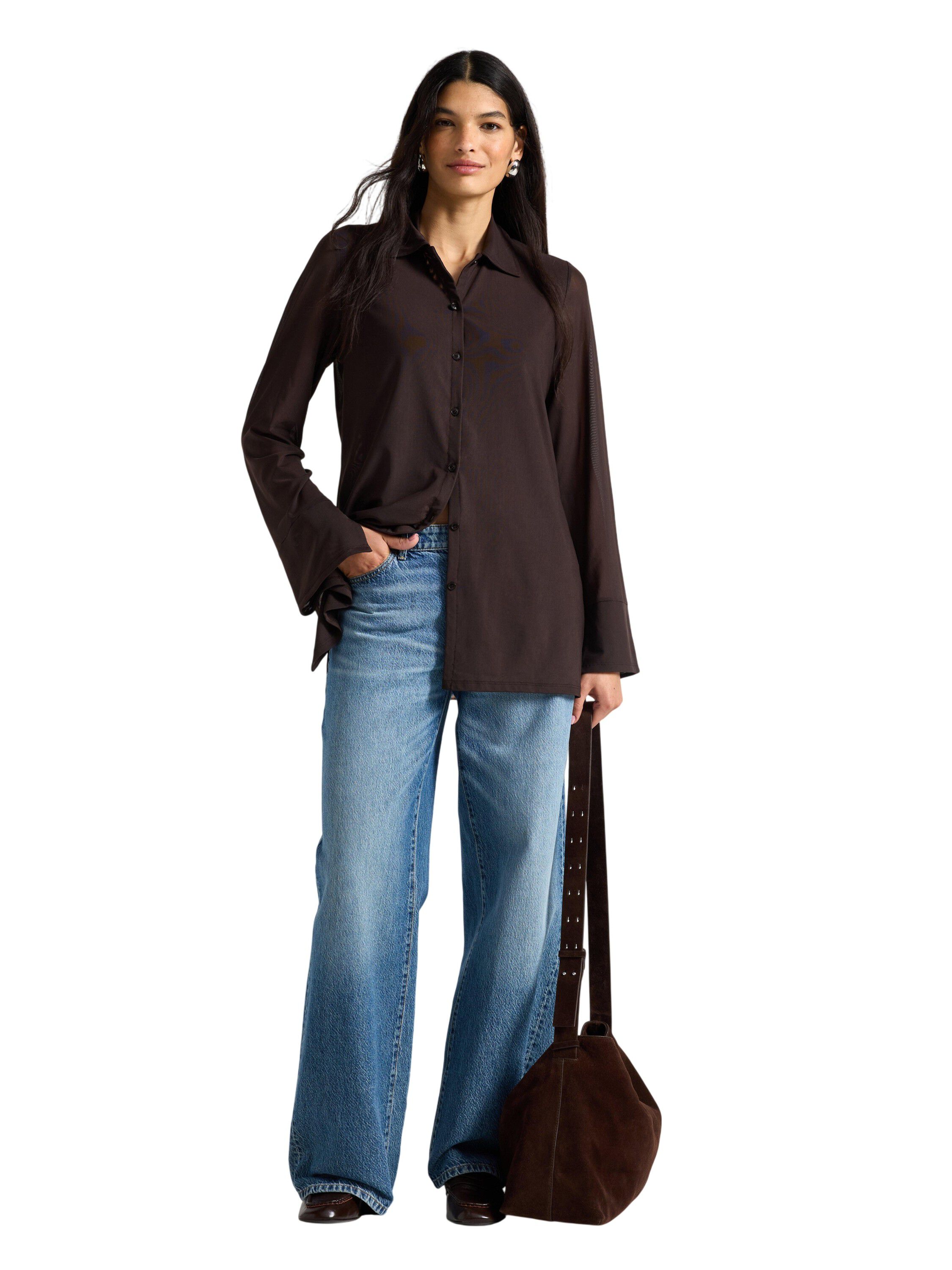 Long jersey shirt with collar and l