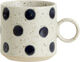 GRAINY dot cup w. handle, sand/dark blue