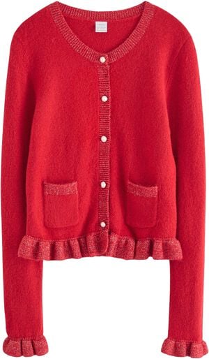 Soft knitted cardigan with frilled