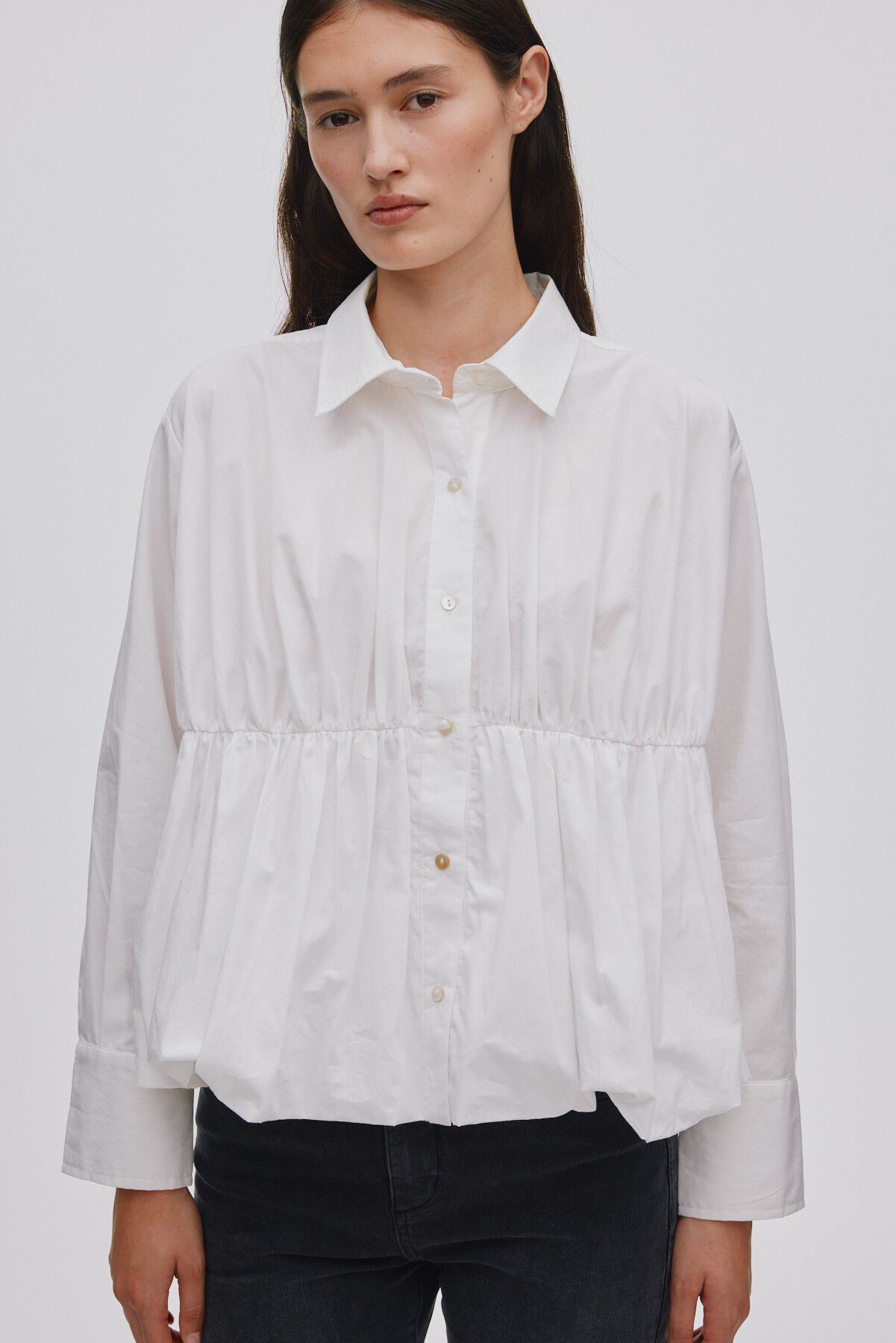 Poplin puffed hem shirt - Sophie