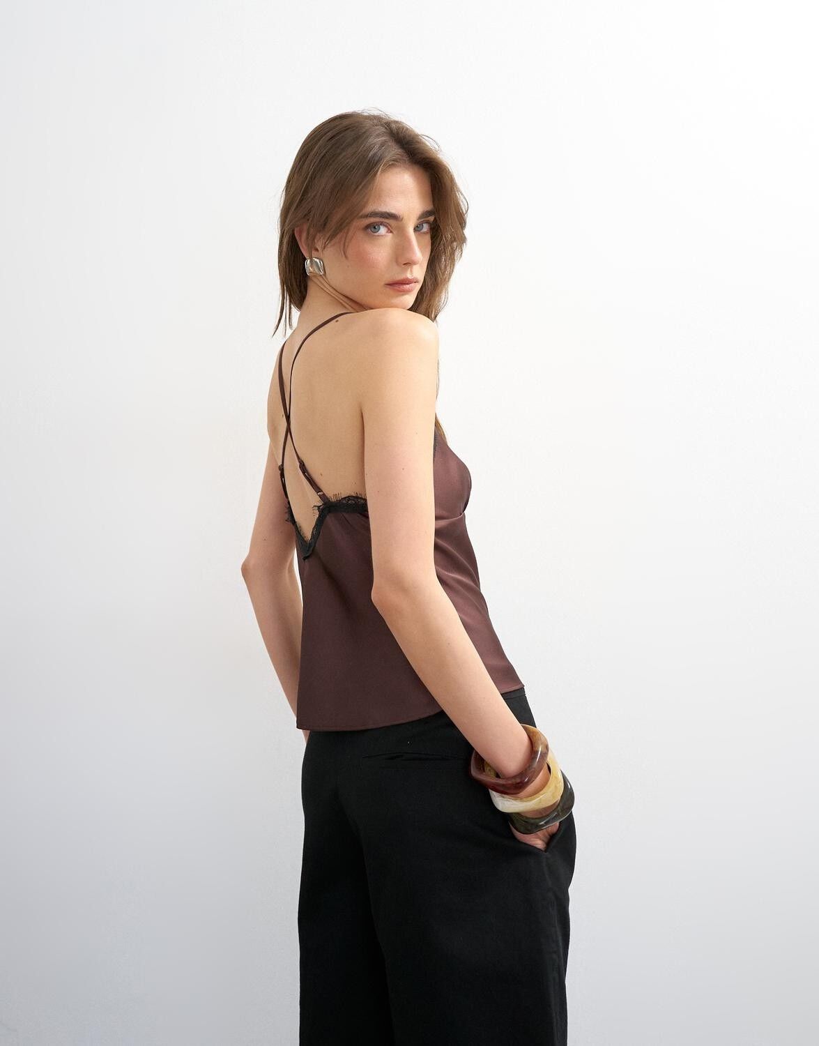 Tsnaomi Lace Trim Satin Cami Top Wvn