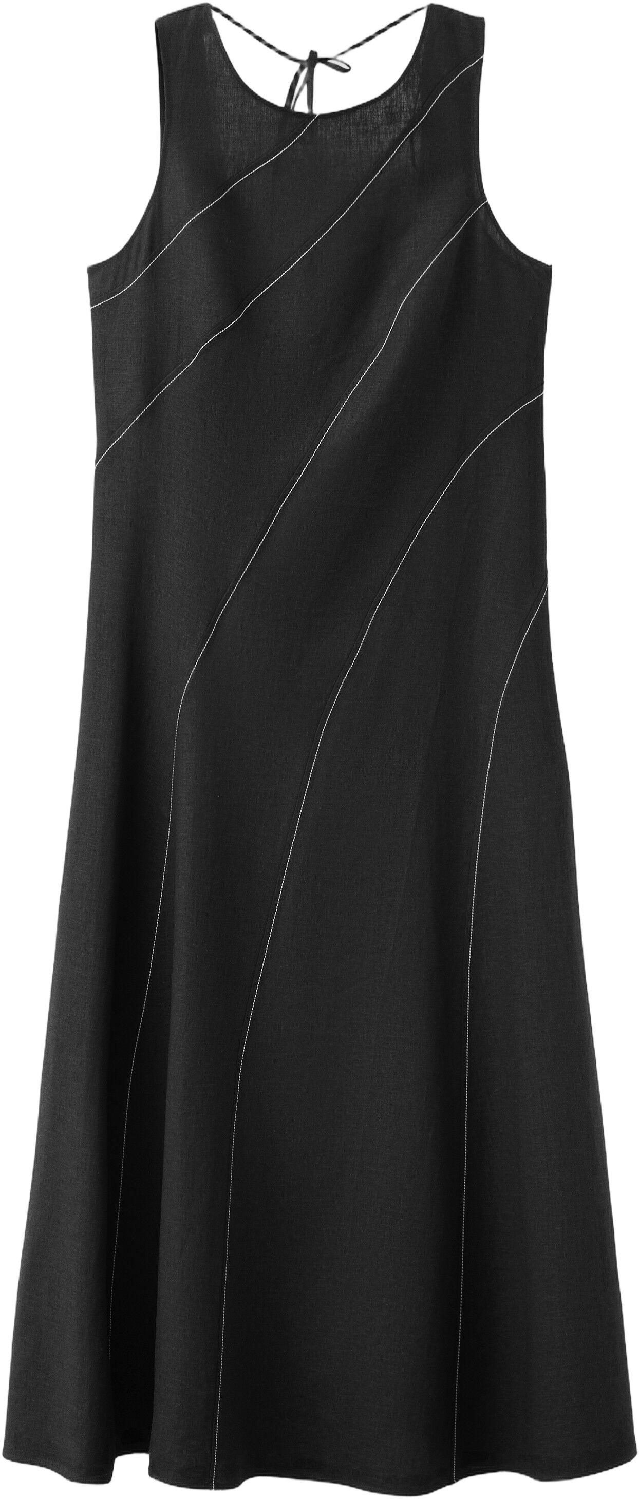 Linen dress with contrast stitching