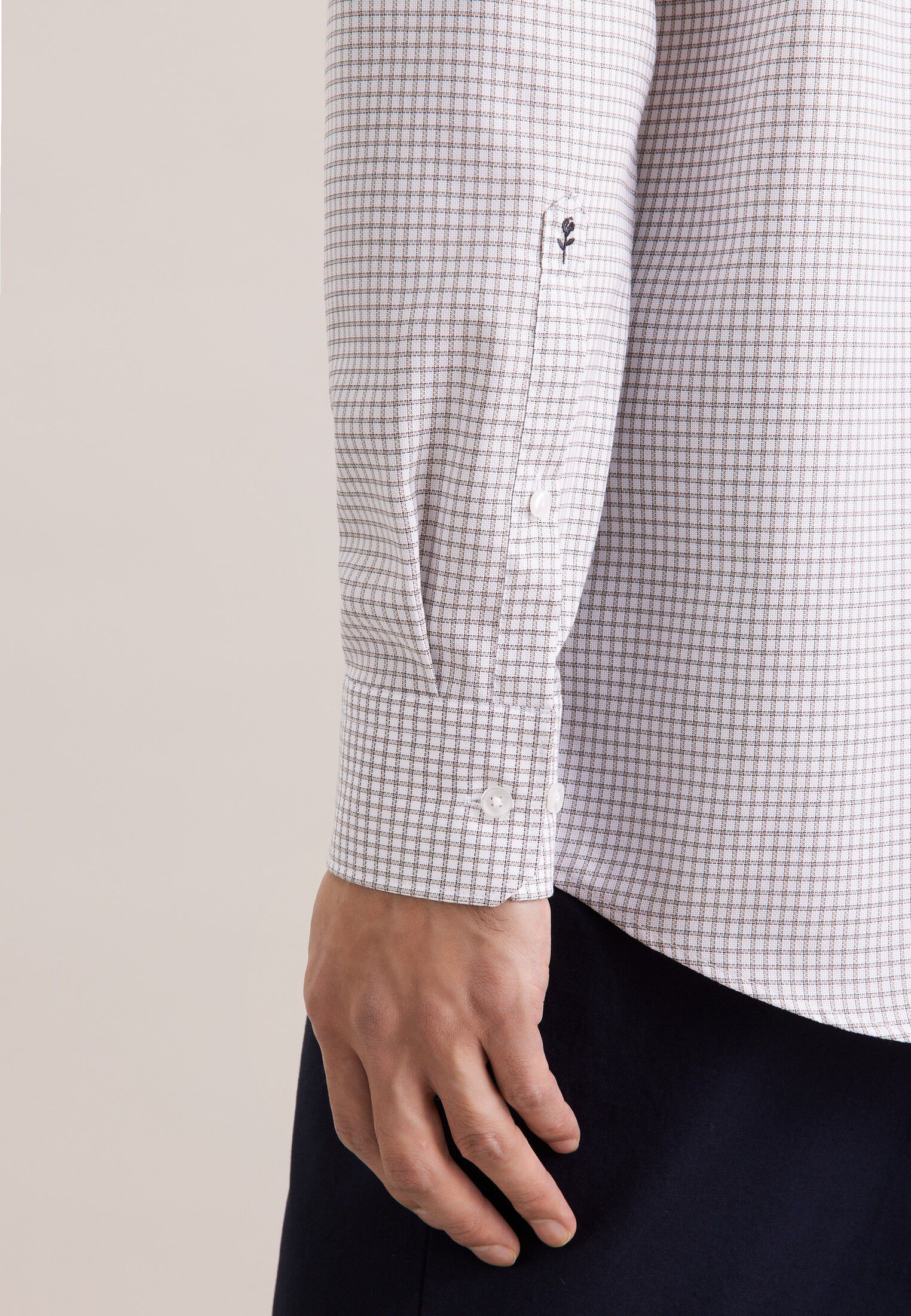 Business shirt Regular 1/1 Covered-Button-Down-Collar Check