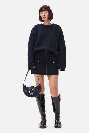 Boiled Wool Mini Skirt