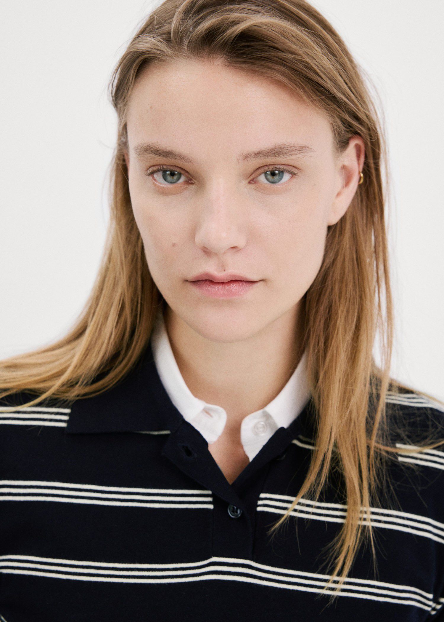 Striped polo-neck sweater