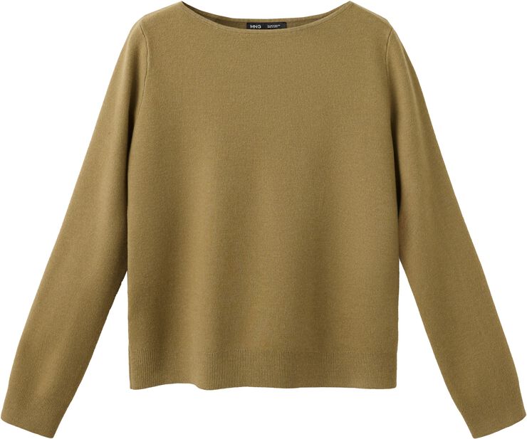 Fine-knit boat-neck sweater