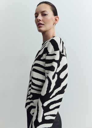 Zebra print knit sweater