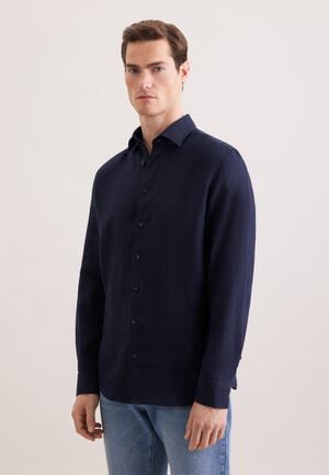 Linen shirt Slim 1/1 Kent-Collar Uni