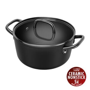 Milano, Gryta med glaslock 24 cm, Svart