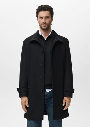 Wool funnel neck coat