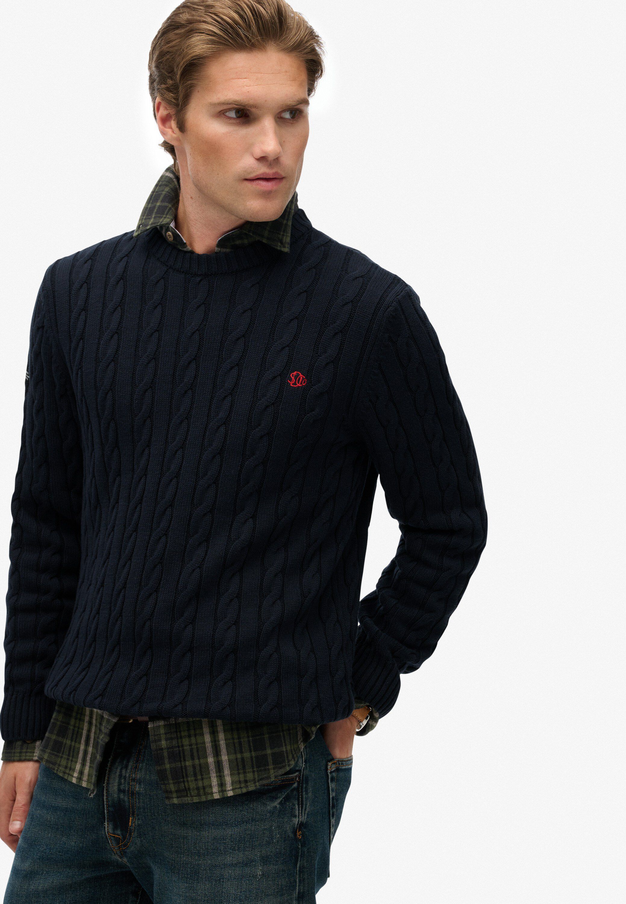 COTTON CABLE KNIT CREW