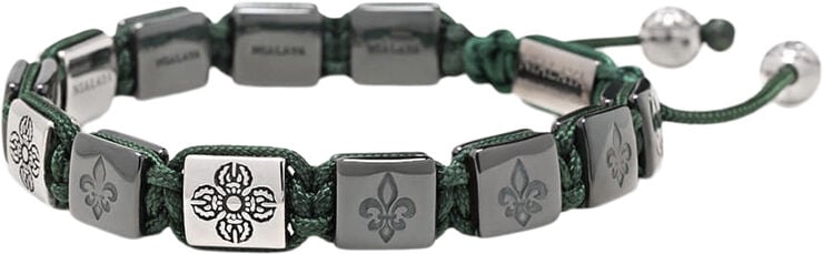 Men's Ceramic Flatbead Bracelet in Green and Silver