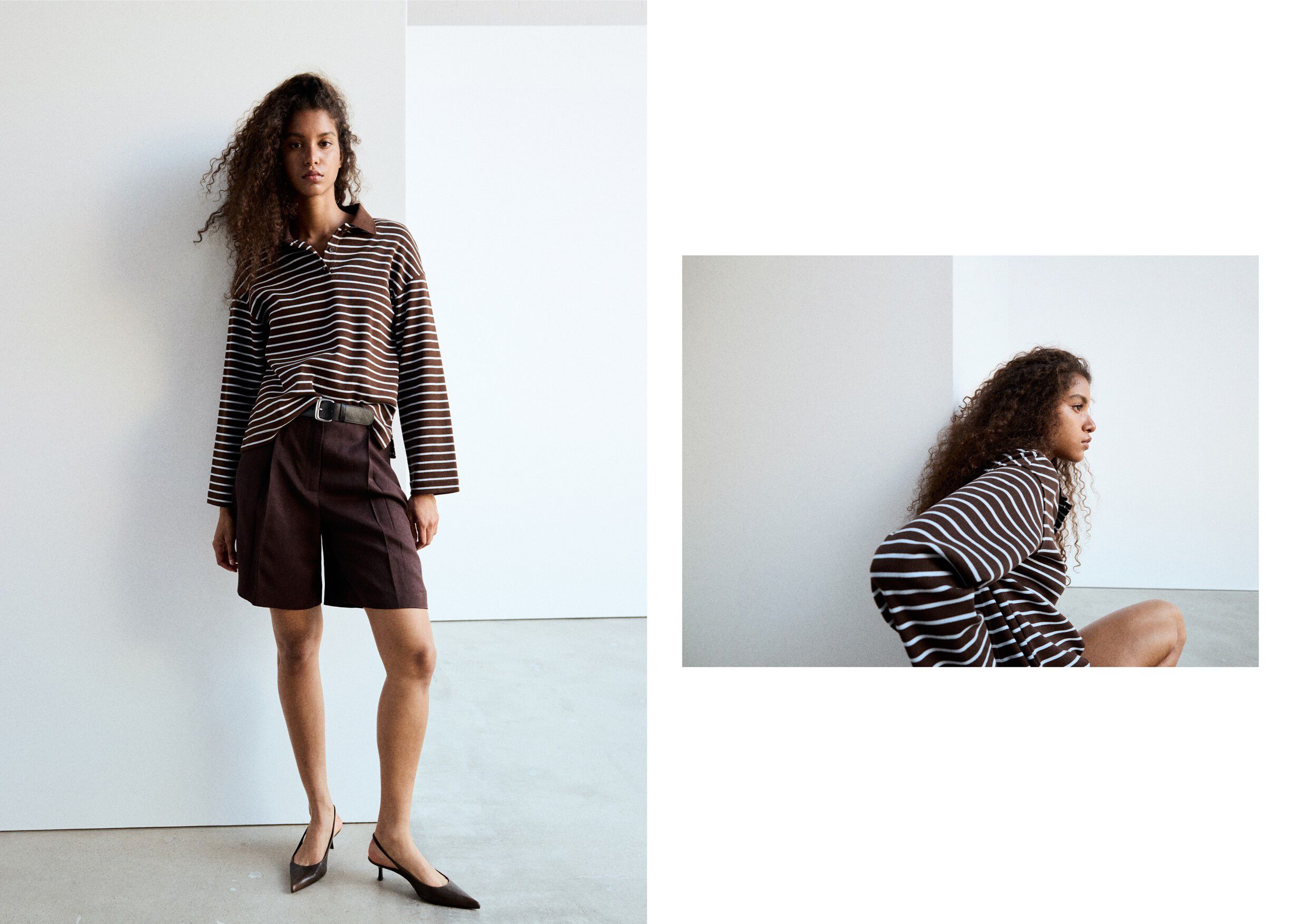 Contrasting stripes cotton polo shi