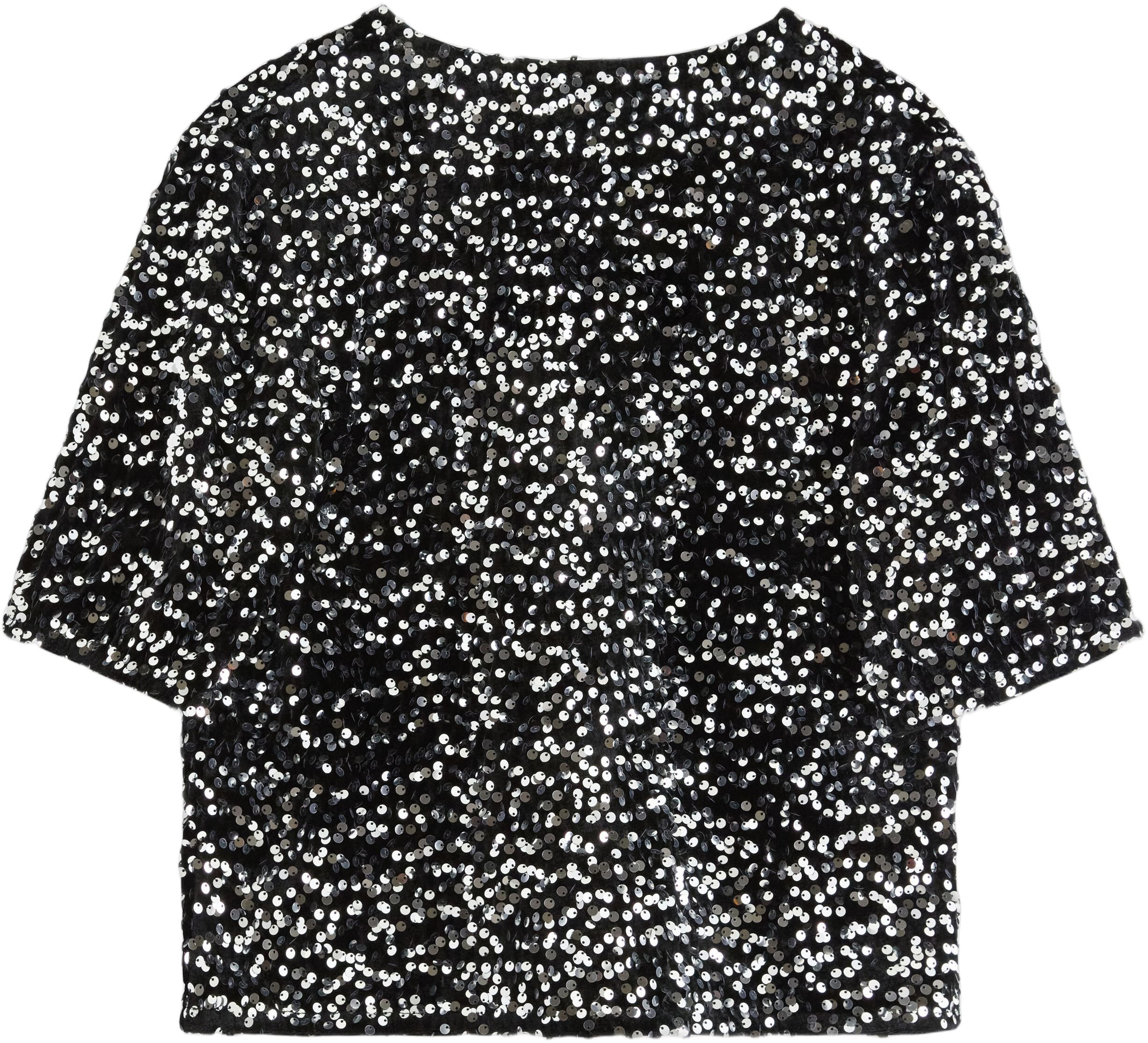 Kort&auml;rmad topp med paljetter och ro