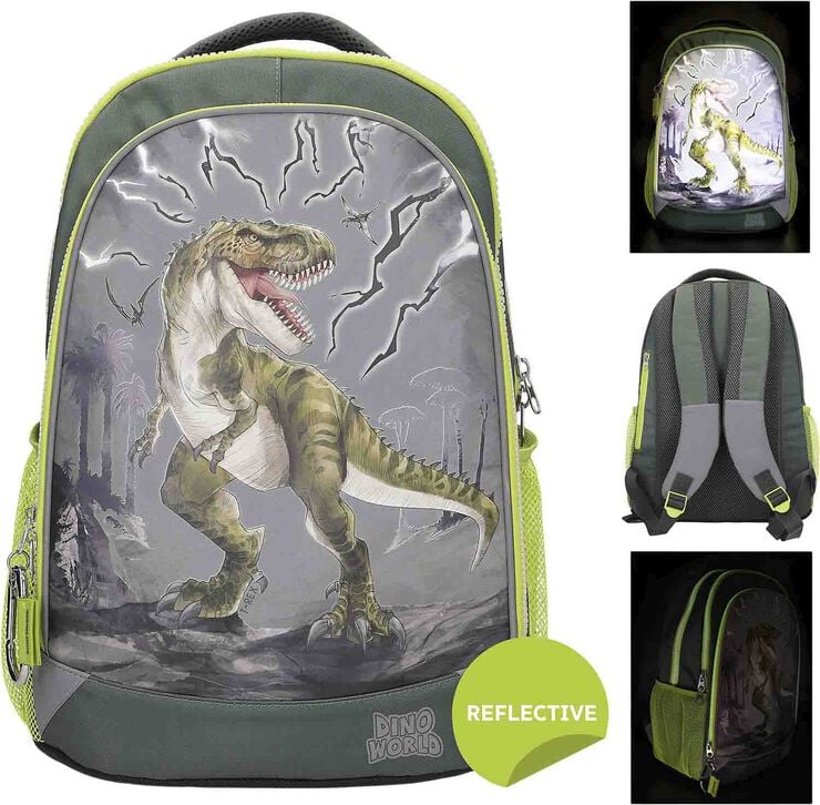 Dino World Skolerygsæk Reflector