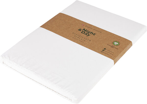 Økologisk kuvertlagen, percale - GOTS, hvid